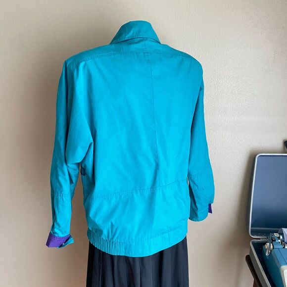 Vintage Casual Club Size Small Ski Jacket Teal Purple Lined Retro 90s Two Tone - Picture 2 of 10